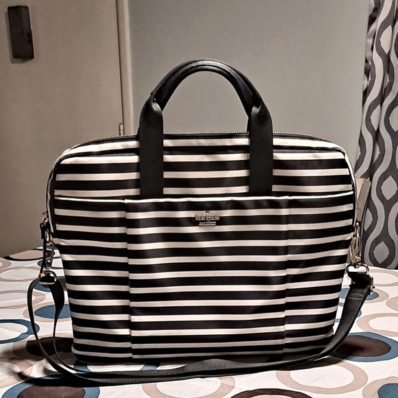 Kate Spade Classic  Nylon Stripe Laptop Commuter Bag 13" - Picture 1 of 12